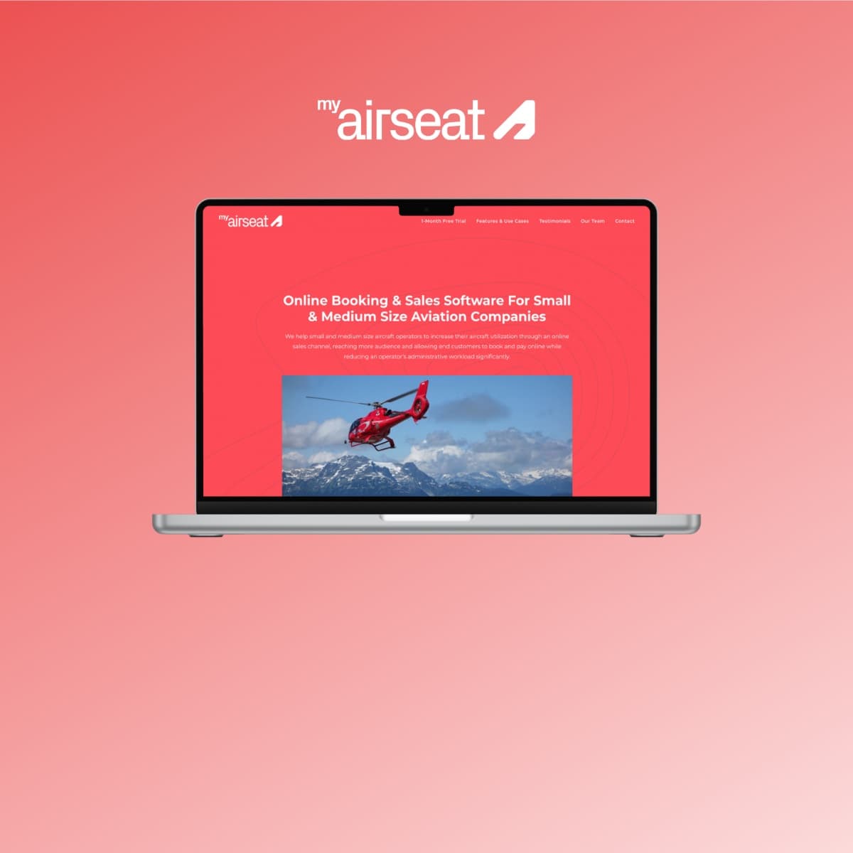 MyAirSeat-Website auf einem Laptop